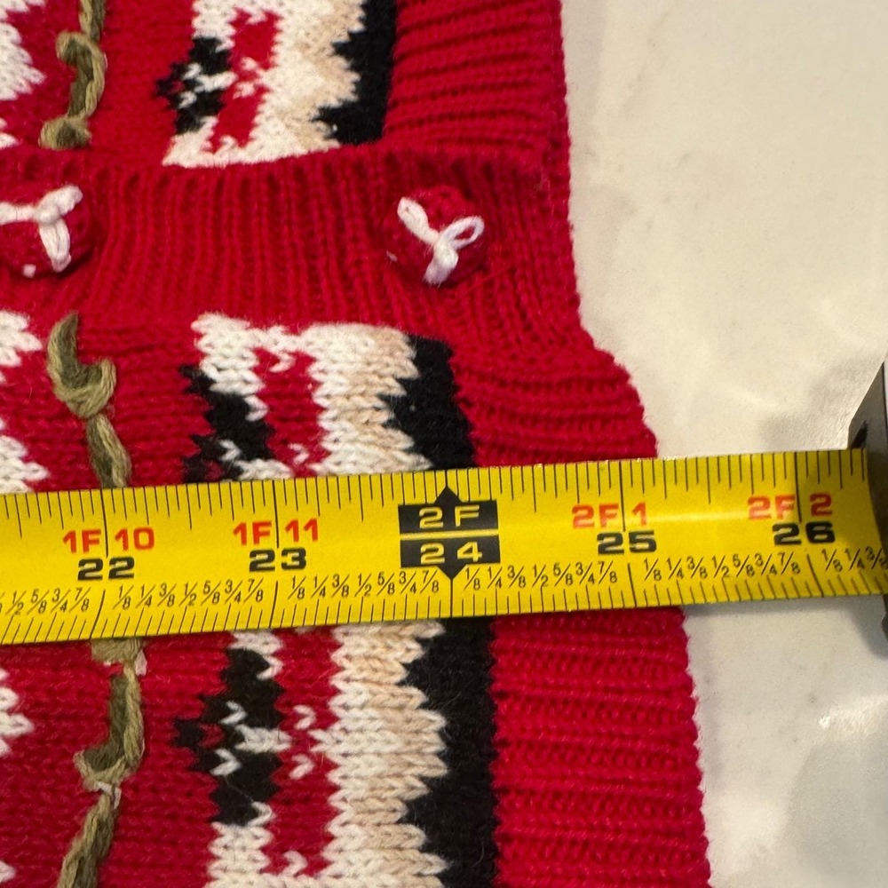 Heirloom Collectibles Cardigan Sweater Women L Red Patriotic Stars Flag Floral - Picture 6 of 6